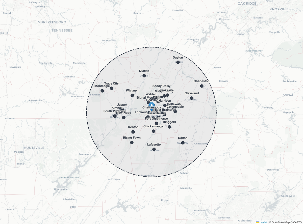 Chattanooga Lineup coverage map