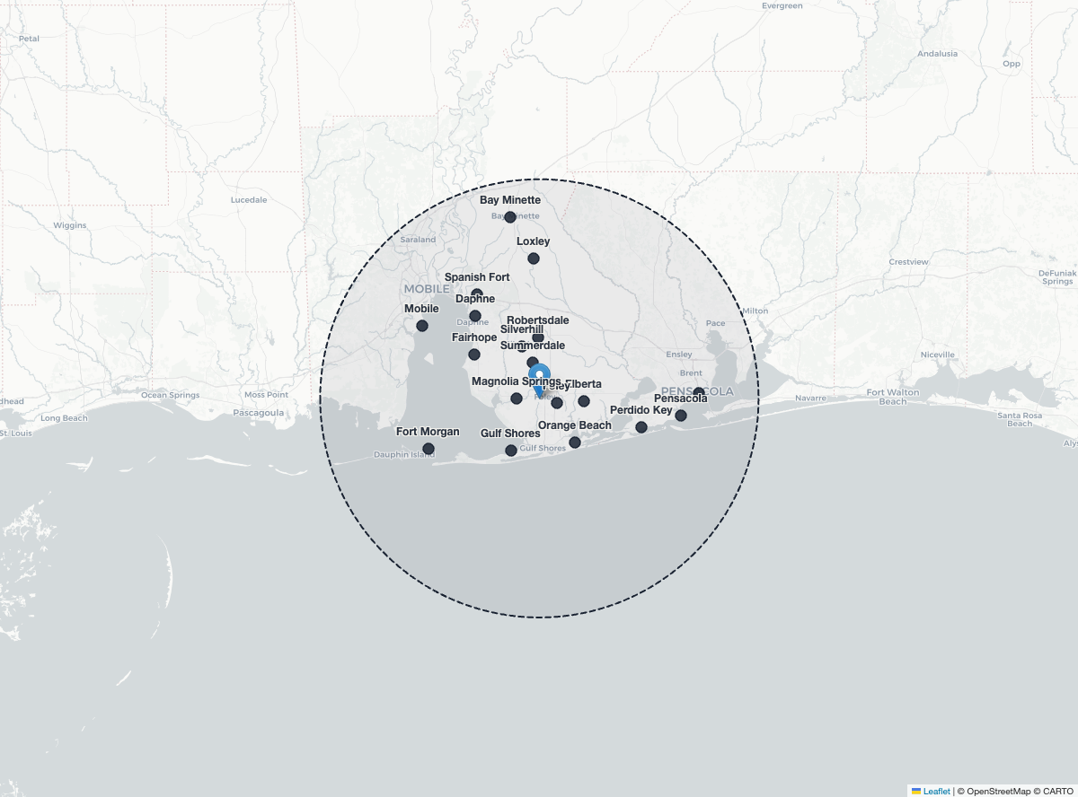 Gulf Shores Lineup coverage map
