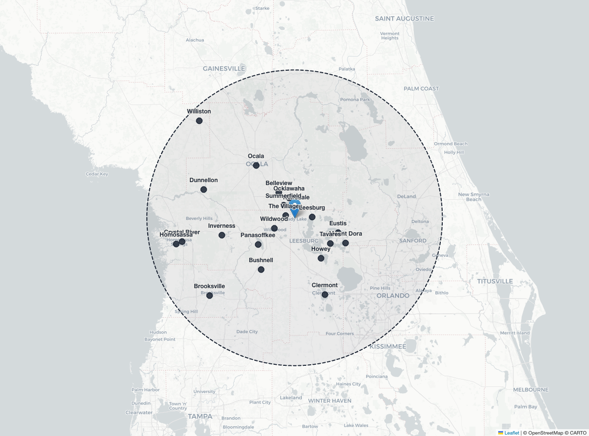 Coverage map — The Villages, Ocala & Central Florida